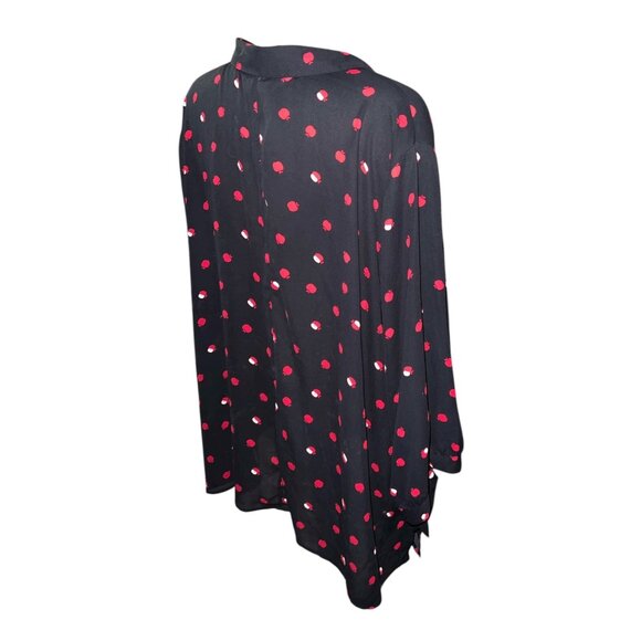 Catherines Womens Black Button-Down Shirt Size 3XL Red Apple Print Relaxed Fit 1 - Picture 11 of 12